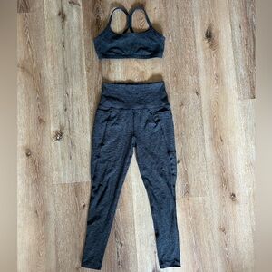 Beyond Yoga Spacedye Sports Bra (small) and Legging (medium) set Black-Charcoal